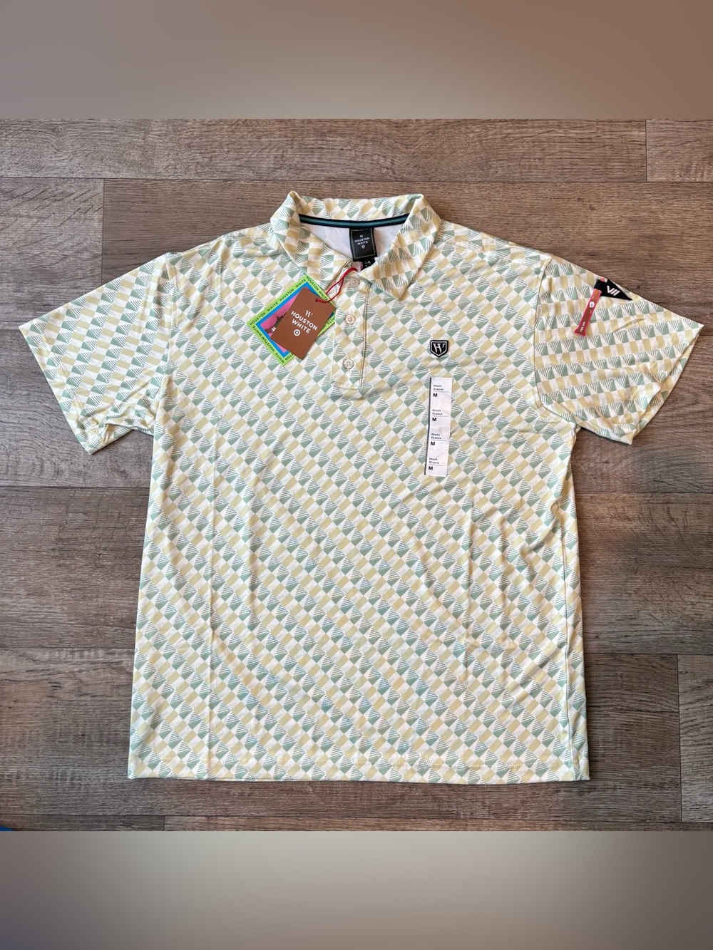 Houston White x Target  Men's Green/Yellow Argyle Geometric Golf Polo Shirt sz M